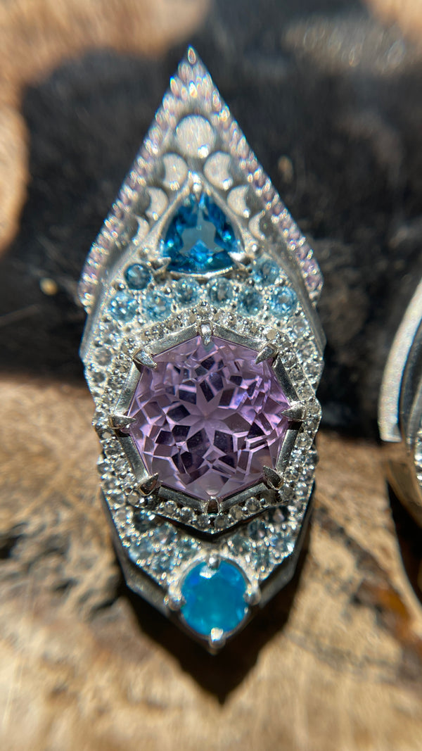 A Symbol of Love: Blue Opal Pendant with Amethyst & Blue Topaz