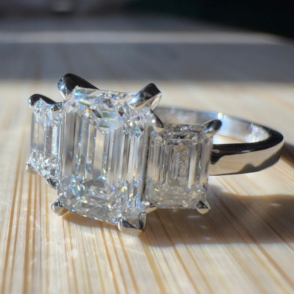 Radiant Promise: Emerald Cut Diamond Bridal Ring