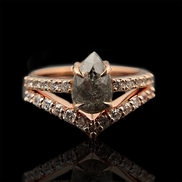 Salt and Pepper Diamond Bridal Set in Rose Gold